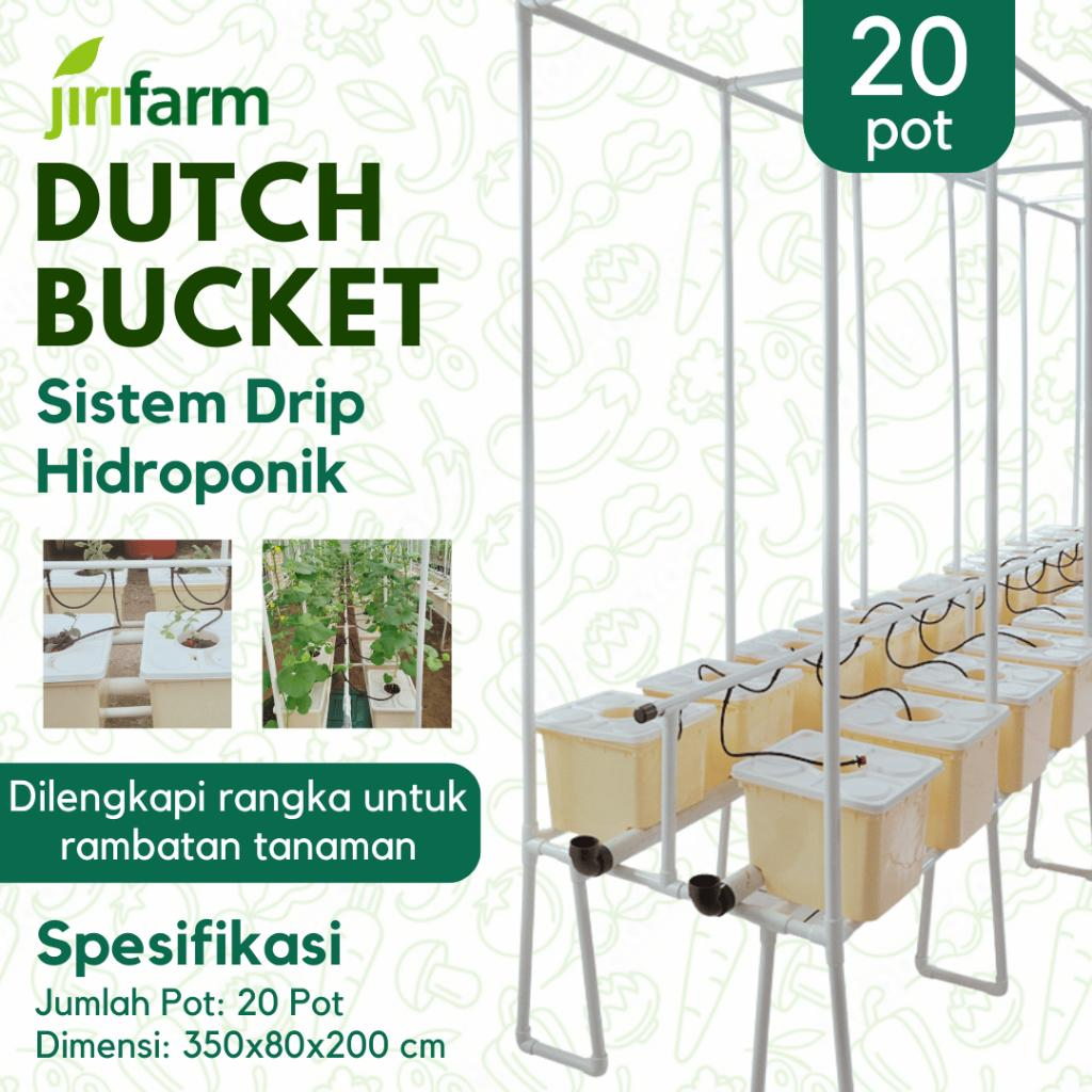 JIRIFARM - Sistem Hidroponik Dutch Bucket 20 Pot Diameter 10 cm Dengan Fitting Atas